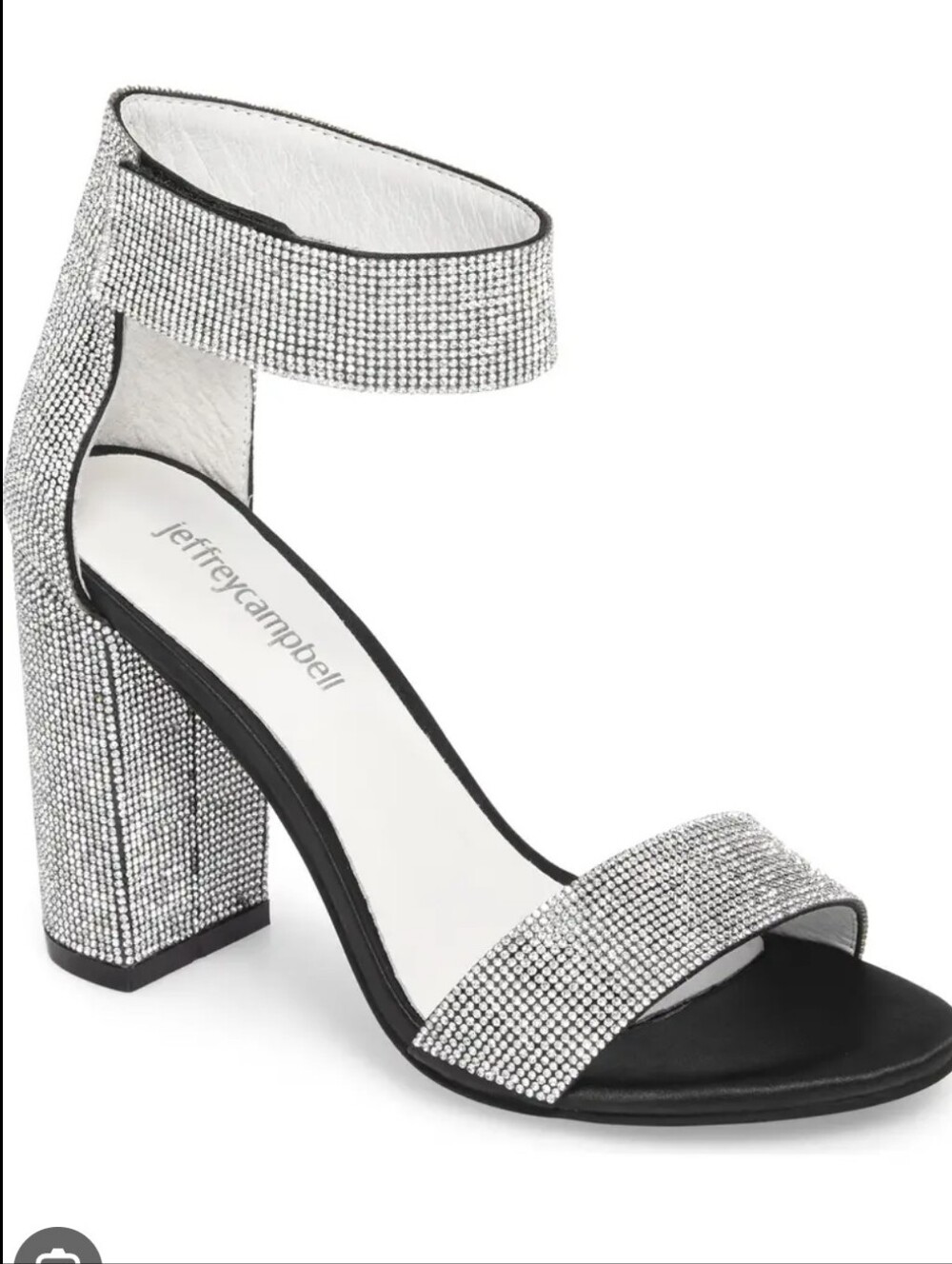 Jeffrey Campbell Lindsay Silver Rhinestone Block Heel Ankle Wrap Sandals 7.5